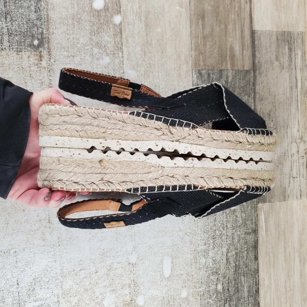 Woven Crisscross Black Espadrille Platform Slingback